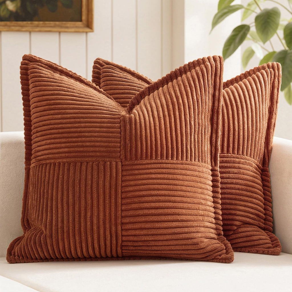 MIULEE Decorative Throw Pillow Covers for Couch 18x18 Inch Beige 2 Pack