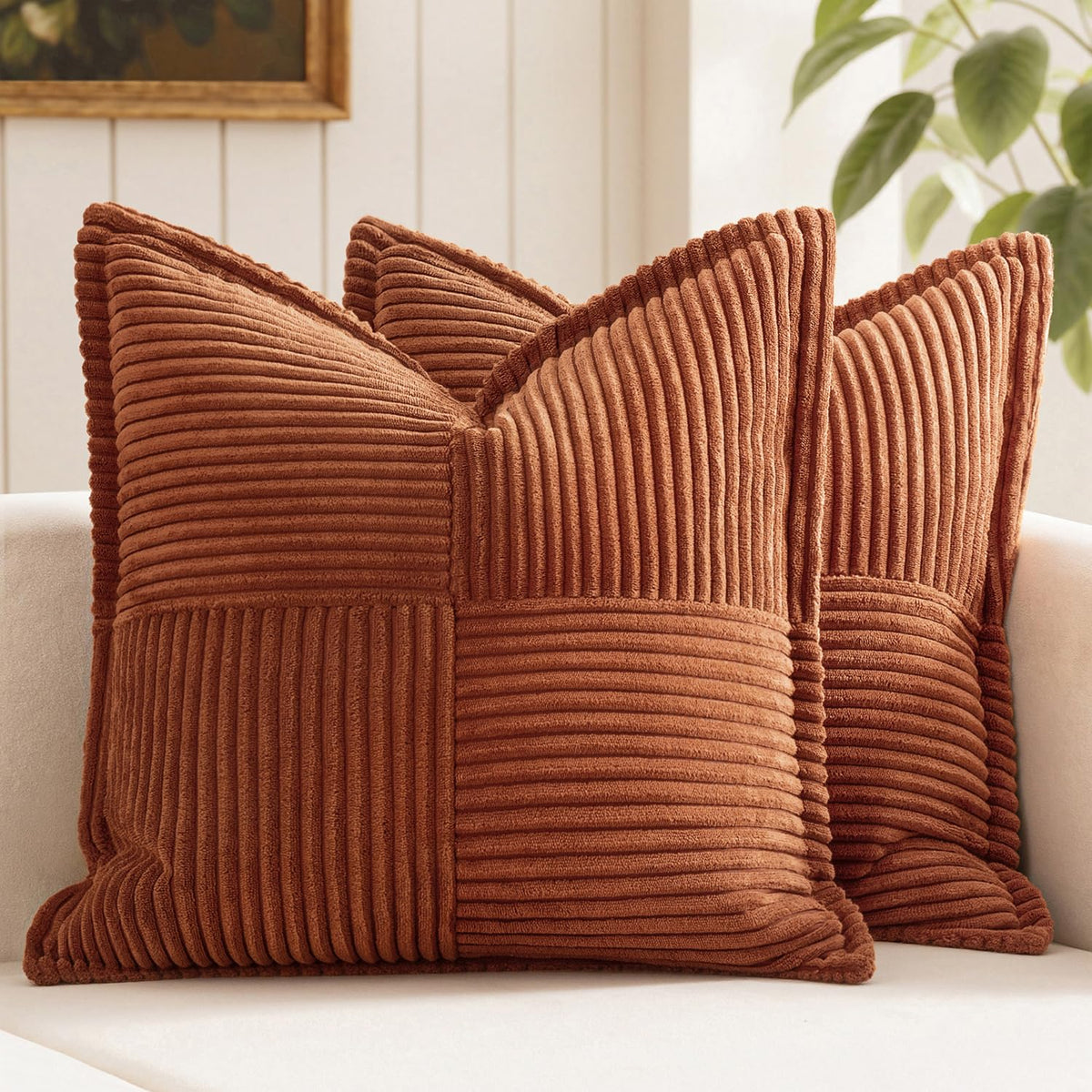 MIULEE Fall Rust Decorative Throw Pillow Covers for Couch 18x18 Inch