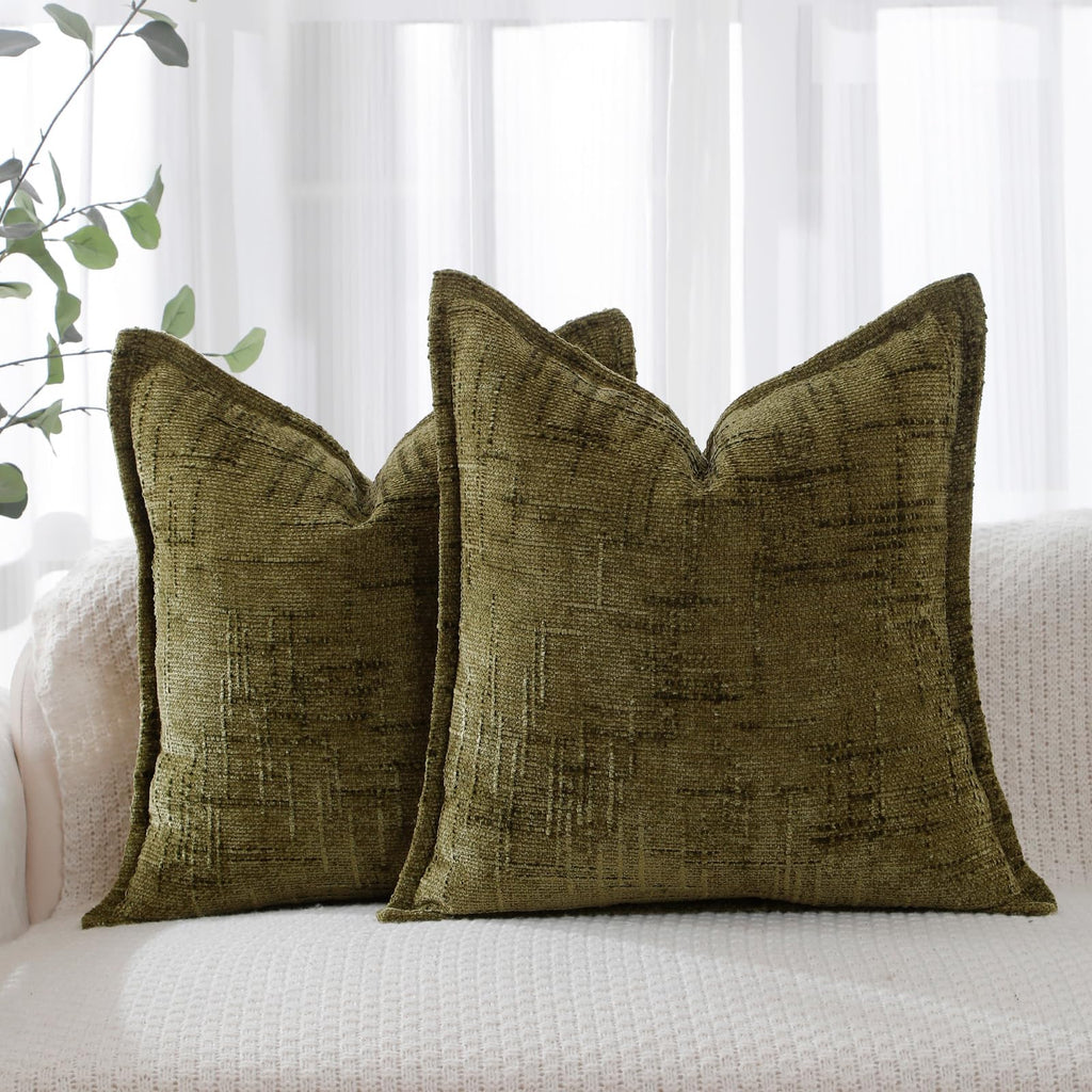 HPUK Throw Pillow Covers 18x18 Set of 4, Blue Patterned & Solid Covers