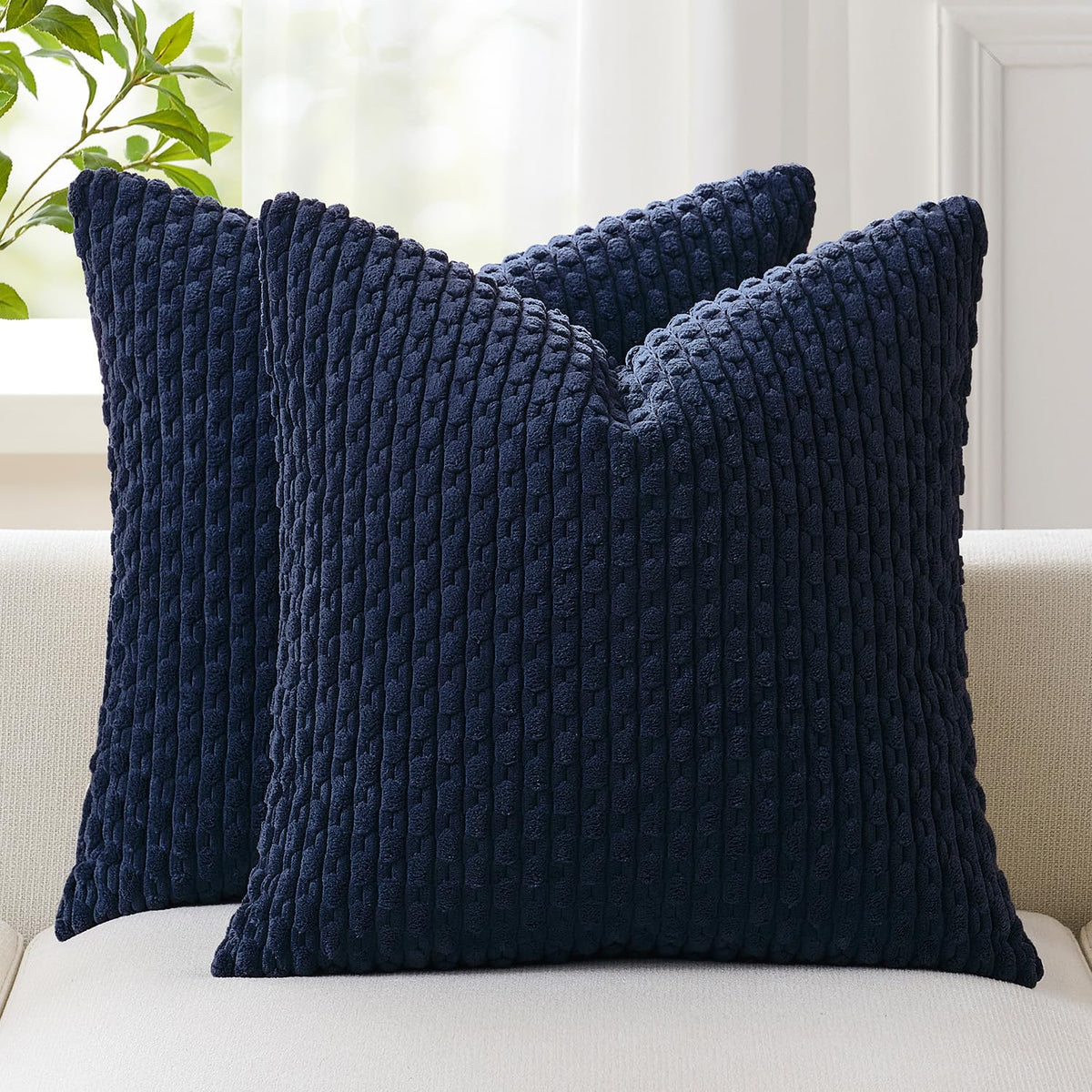 Kevin Textile Soft Corduroy 18x18 Inch Pillow Covers 2 Pack, Sage Green