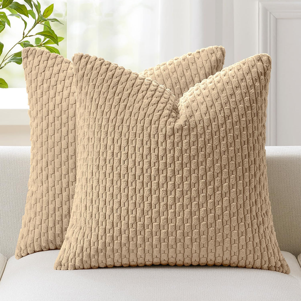Kevin Textile Soft Corduroy 18x18 Inch Pillow Covers 2 Pack, Sage Green