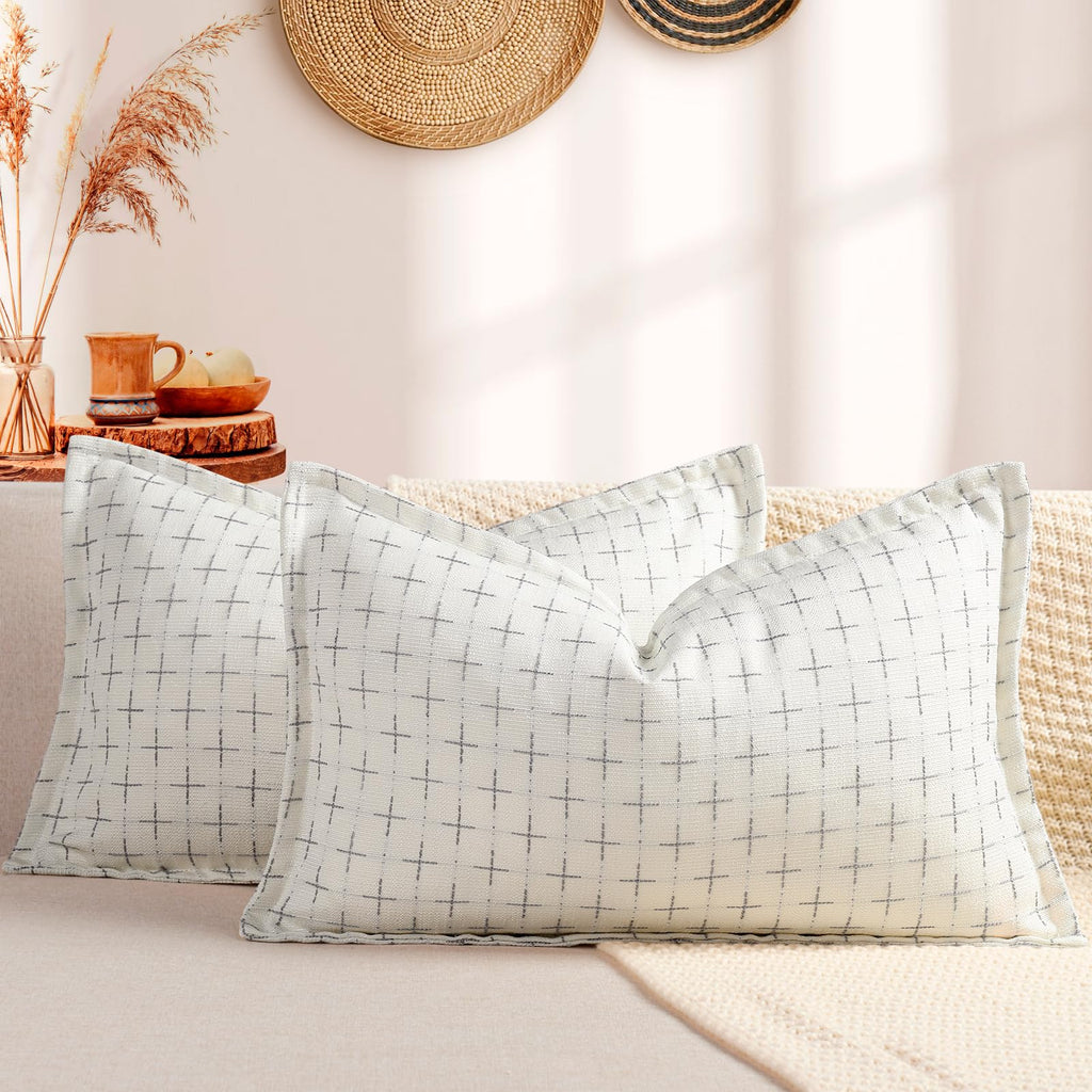 ZWJD Fall Pillow Covers 20x20 Set of 2 Soft Polyester Textured Rust Pillow Covers with Stylish Flange Edge Cozy Farmhouse Throw Pillows for Couch Bed Sofa Living Room Fall Decor