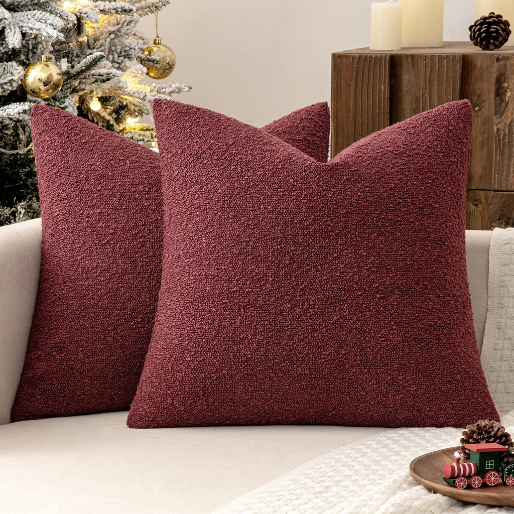 MIULEE 20x20 Decorative Boucle Couch Pillow Covers Beige