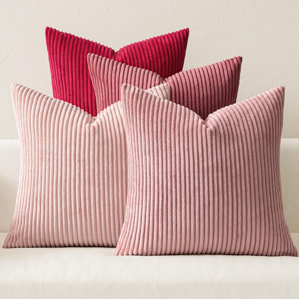 MIULEE Soft Corduroy Decorative Throw Pillow Covers Orange Teal 18x18