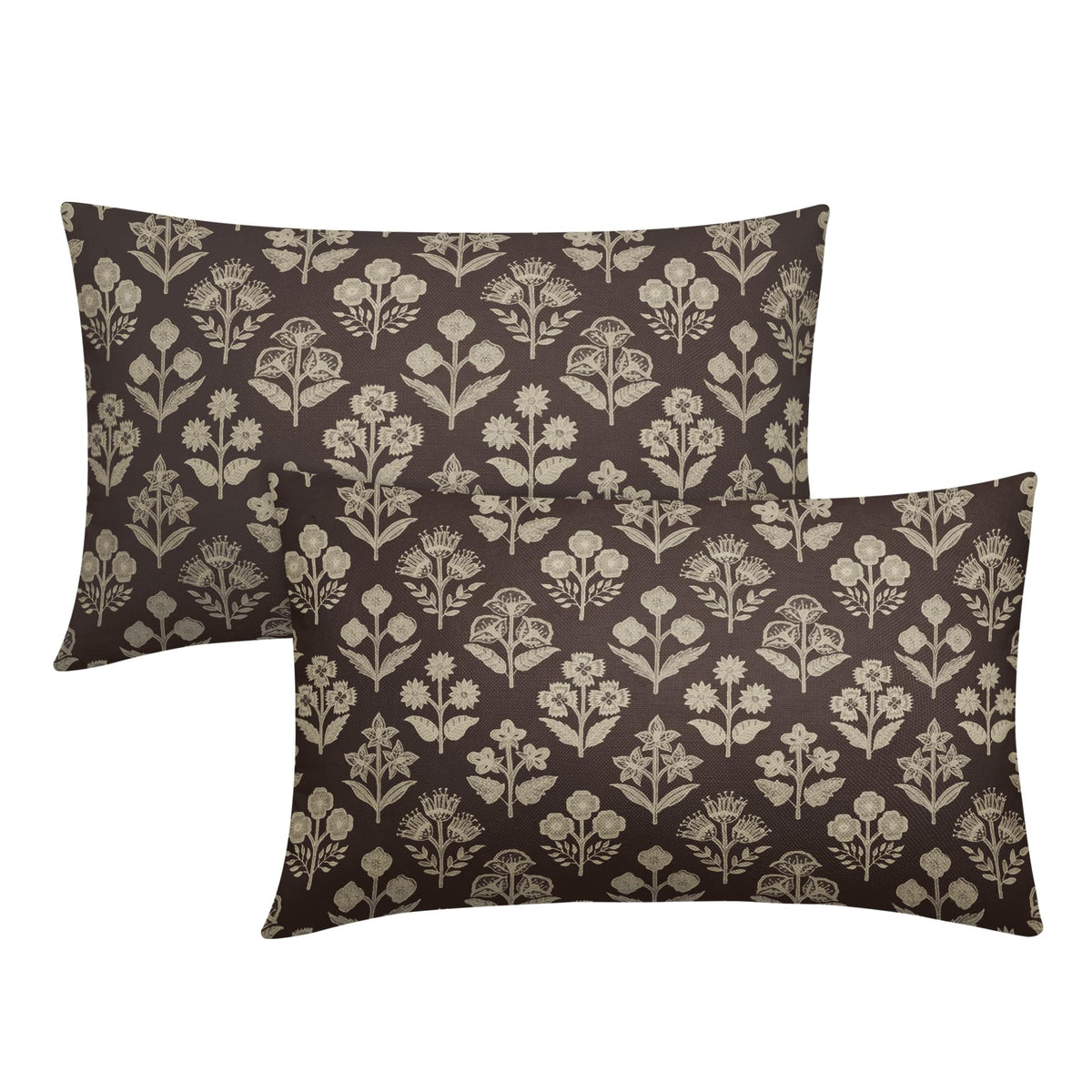 Blue Green Block Print Pillow Covers 18x18 Inch Set of 2, Vintage Floral Spring Decorative Throw Pillow Cases Boho Cushion Covers Rustic Decoration Gift Farmhouse Sofa Couch Bed Decor
