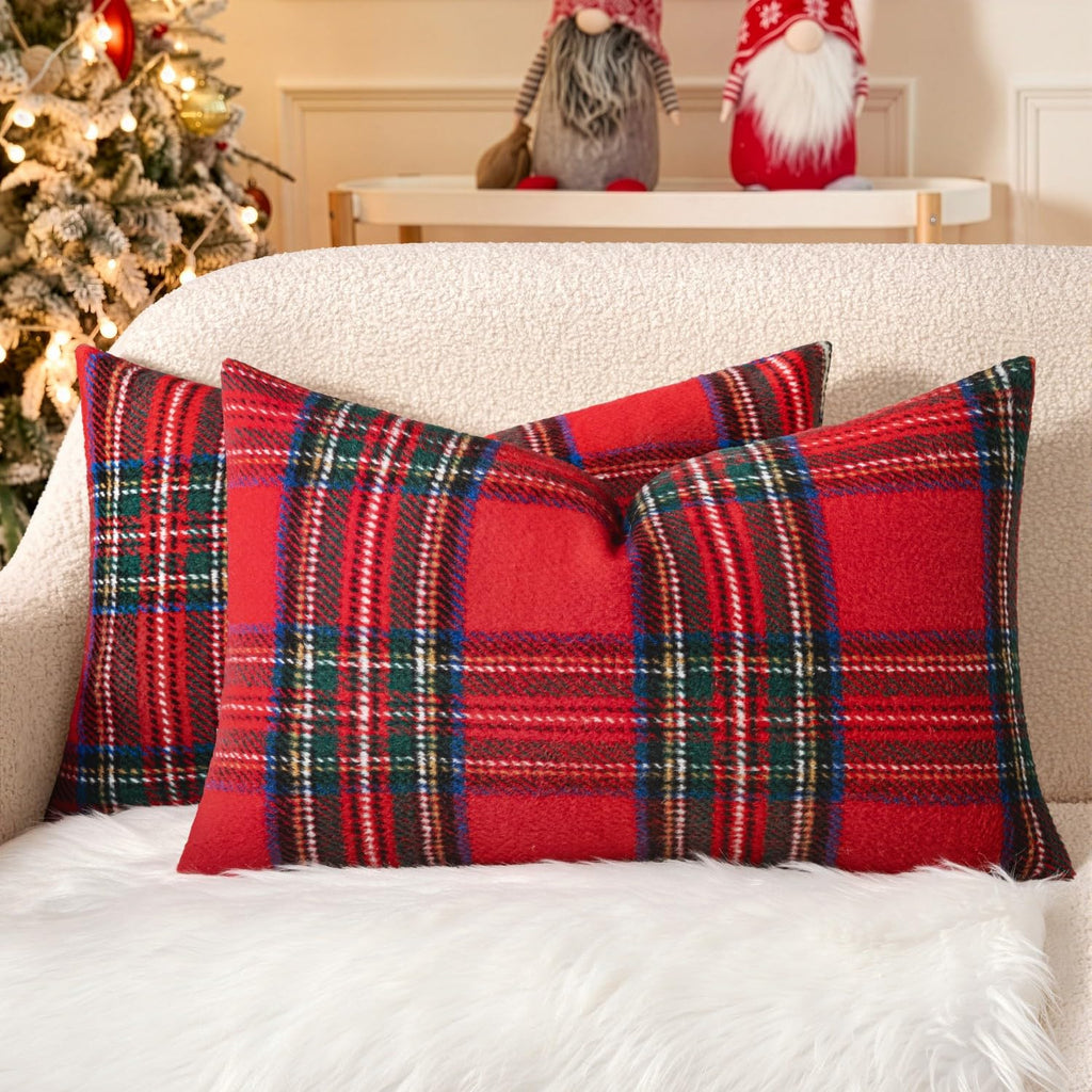 MIULEE Fall Plaid Decorative Pillow Covers Set of 2 20x20 Brown