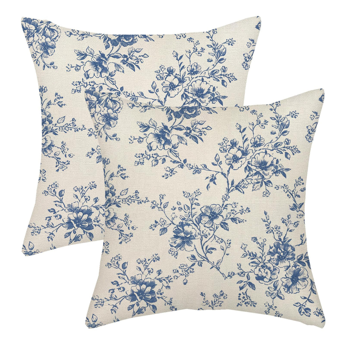 Chinoiserie Pillow Covers 18x18 Set of 2 Blue Green Bird Floral Throw Pillows Vintage Blue Flowers Decorations Outdoor Pillowcase Chinoiserie Decor Farmhouse Linen Cushion Case for Couch Home