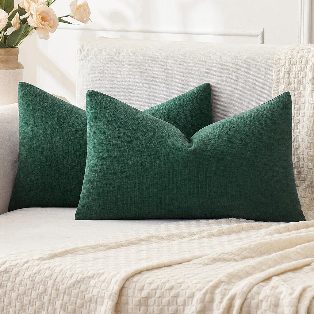 MIULEE Olive Green Chenille Couch Throw Pillow Covers, 18x18