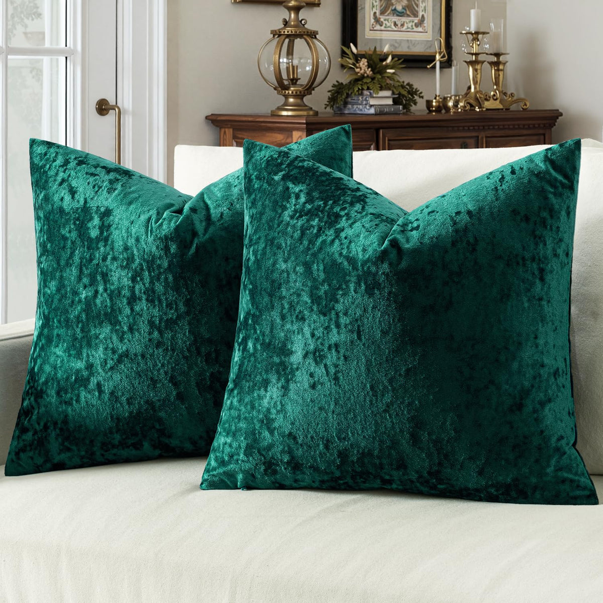 MIULEE Fall Velvet Throw Pillow Covers Burnt Orange 18x18 inch Set of 2