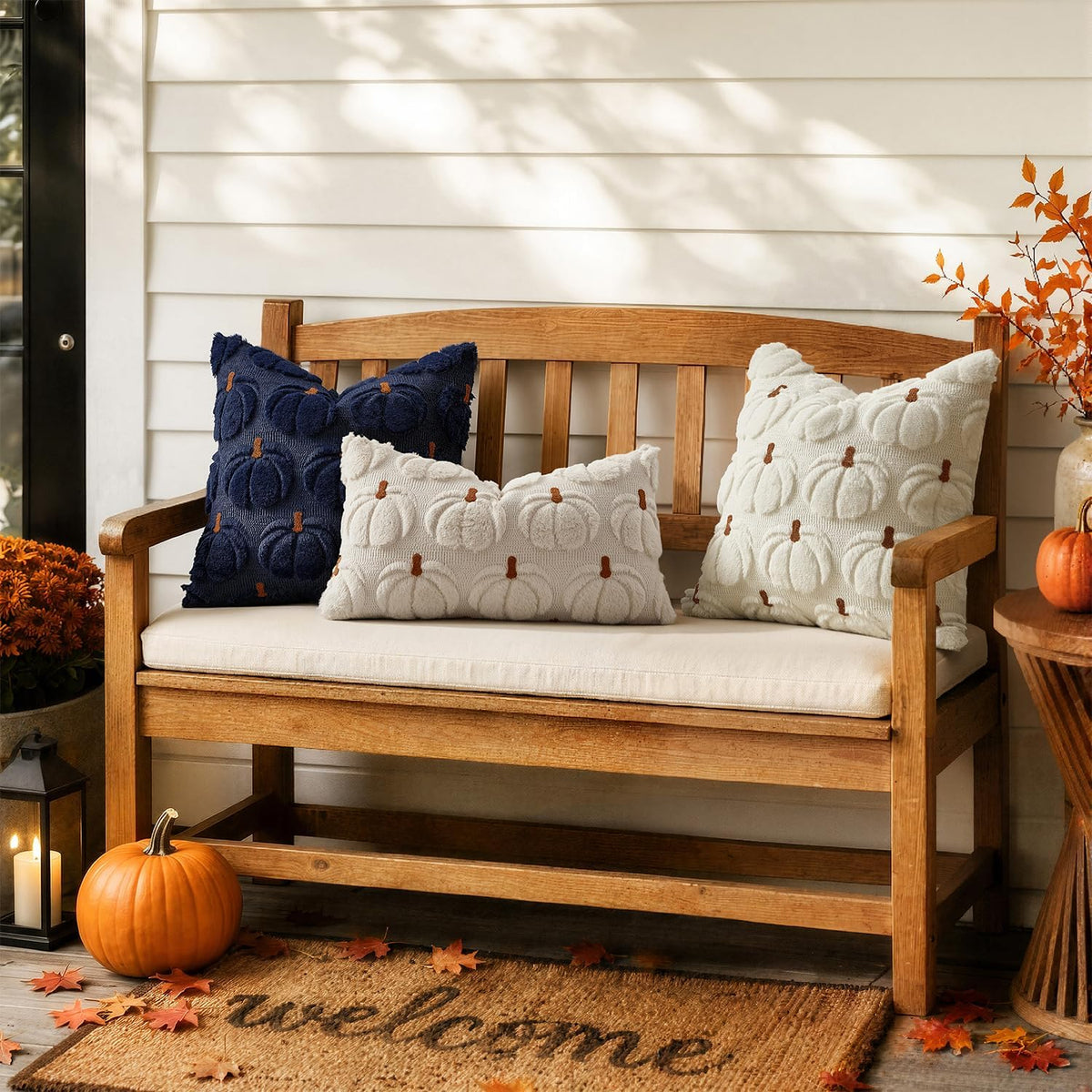 MIULEE Fall Pumpkin Pillow Covers Fall Decor Beige Brown Stem 18x18