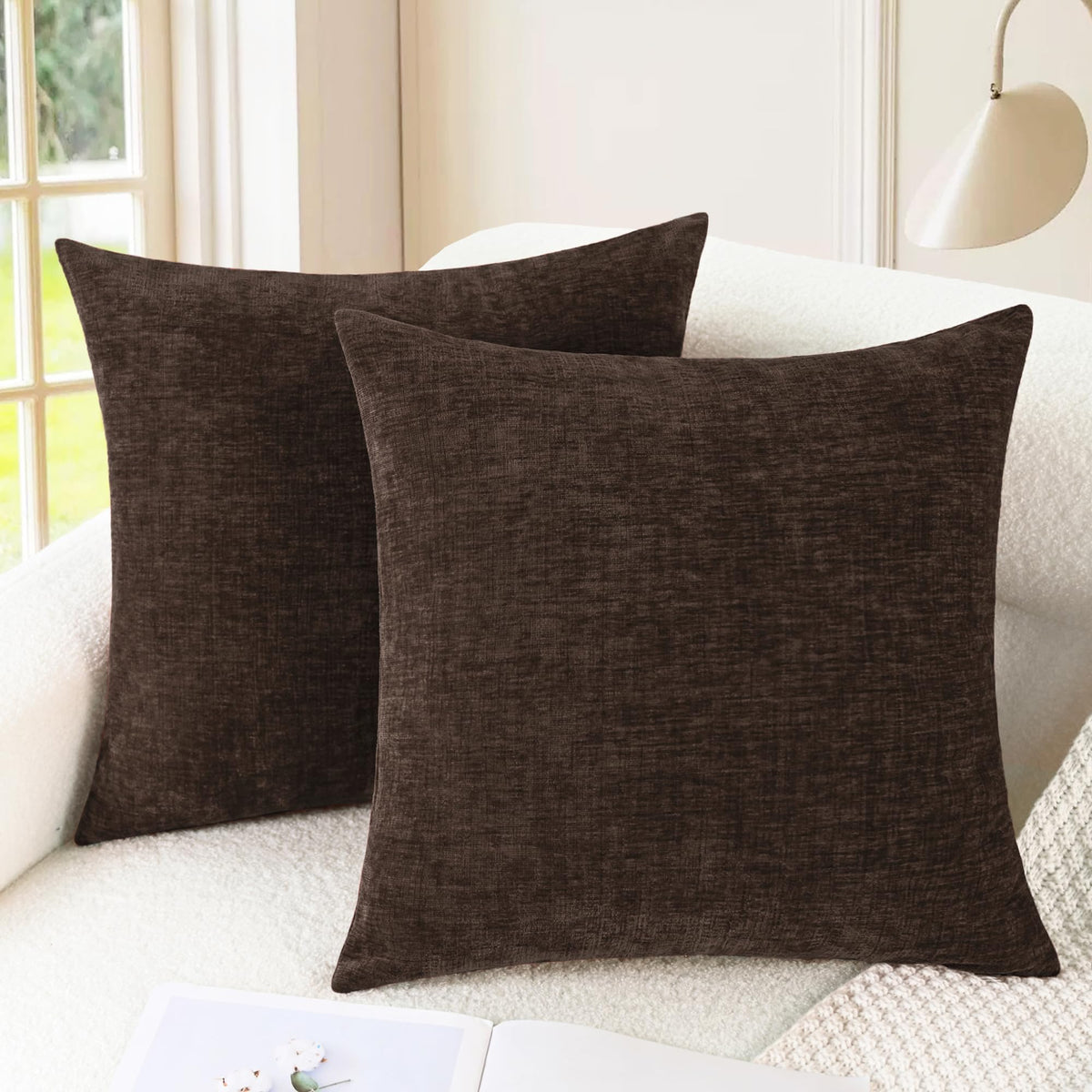 CaliTime Decorative Couch Throw Pillow Covers 18 X 18 Inches Medium Grey