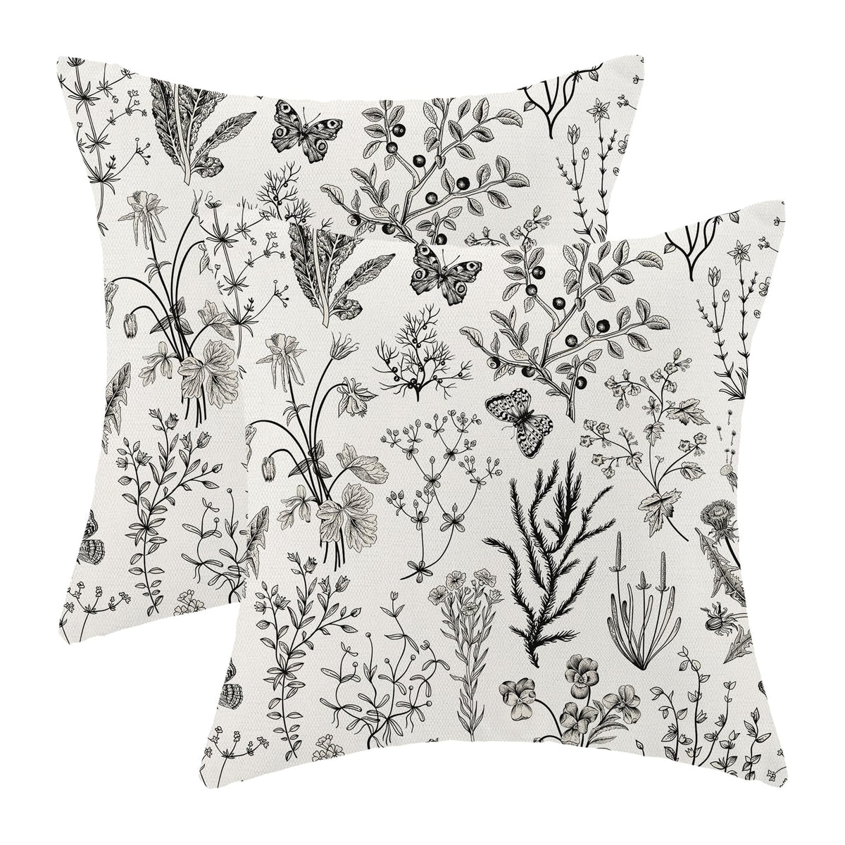 Spring Sage Green Wild Flower Pillow Covers 18x18 Set of 2