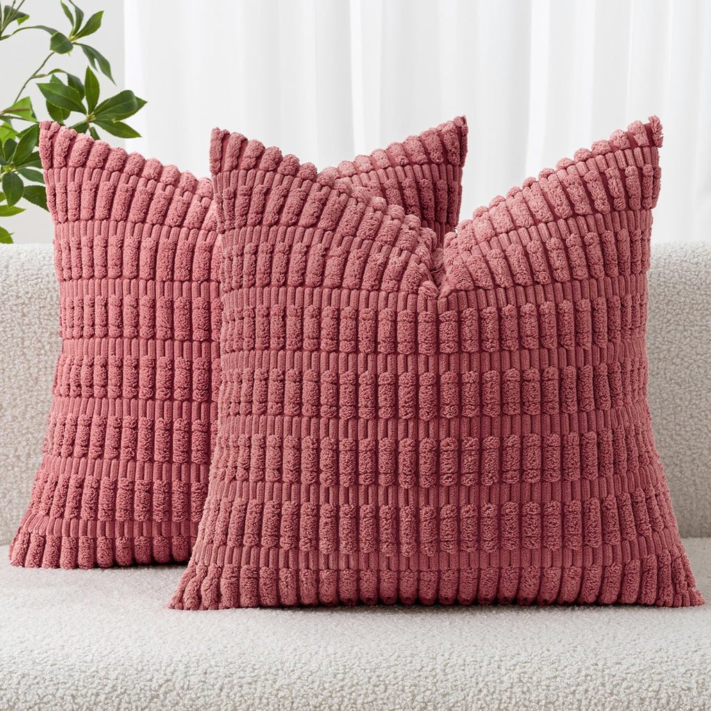 MIULEE Lumbar Corduroy Decorative Throw Pillow Covers 12x20 Cream White