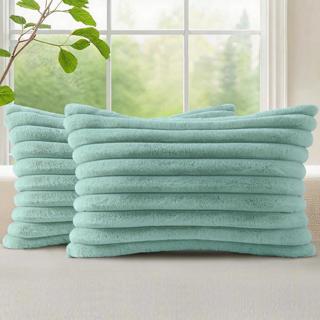 decorUhome Fall Faux Fur Throw Pillow Covers 18x18 Set of 2 Rust