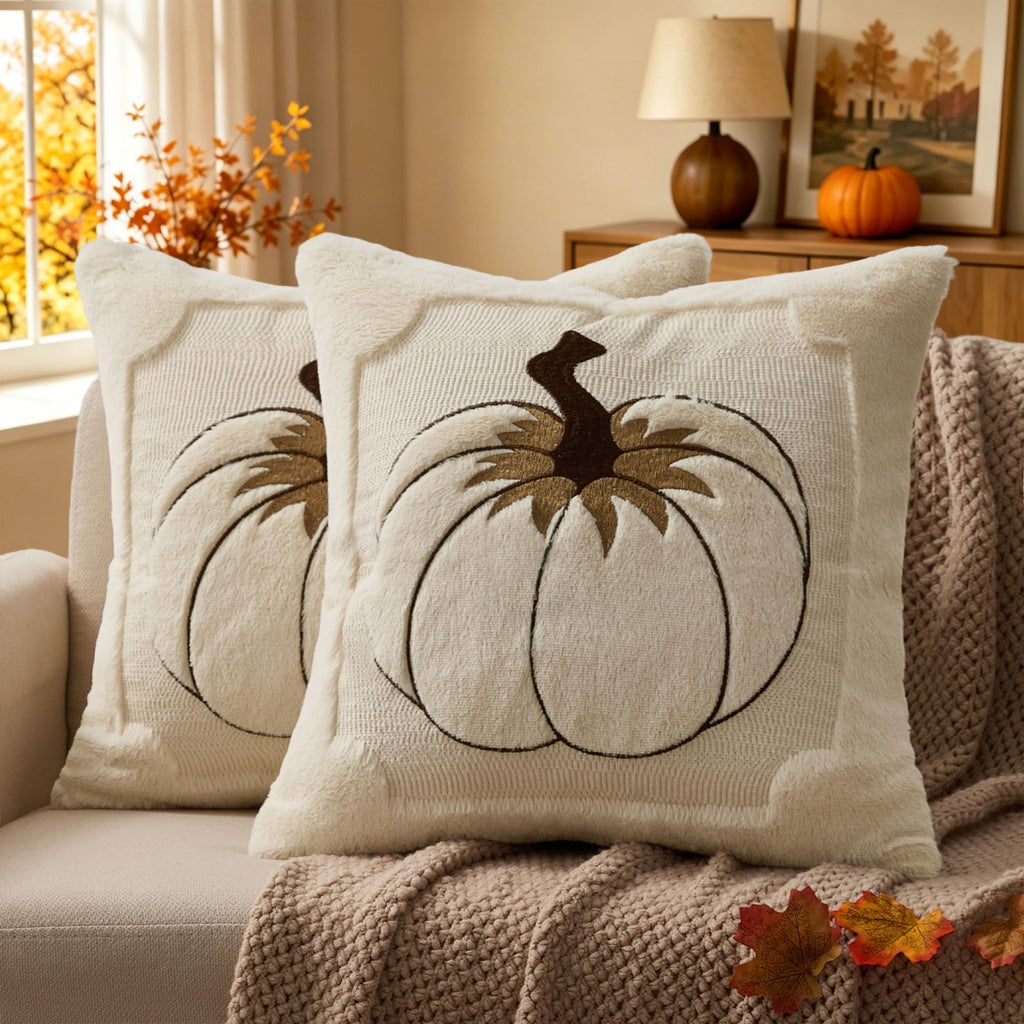 Allorry Fall Pillow Covers 18x18 2 Pack Beige Pumpkin Home Decor PT010A18