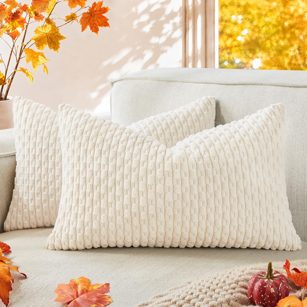 Kevin Textile Soft Corduroy 18x18 Inch Pillow Covers 2 Pack, Sage Green