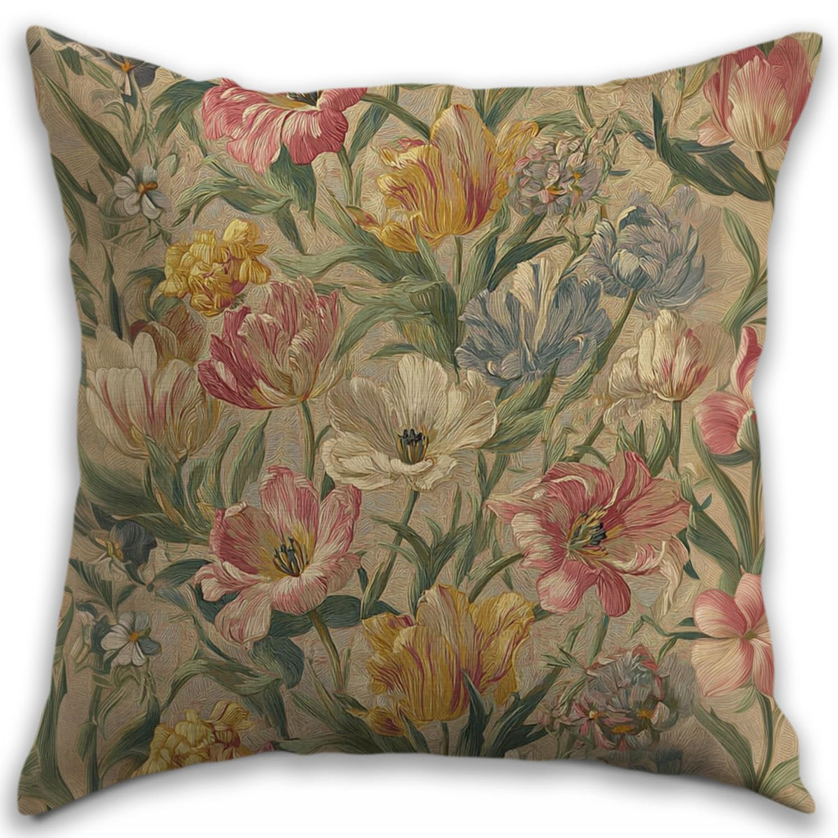 Bohemian Pillow Covers | Vintage Floral & Carpet Design | Double Sided Blue White Decorative Pillowcases for Couch, Bed | Indoor Outdoor Boho Home Decor (Blue&Brown, 18x18inches)