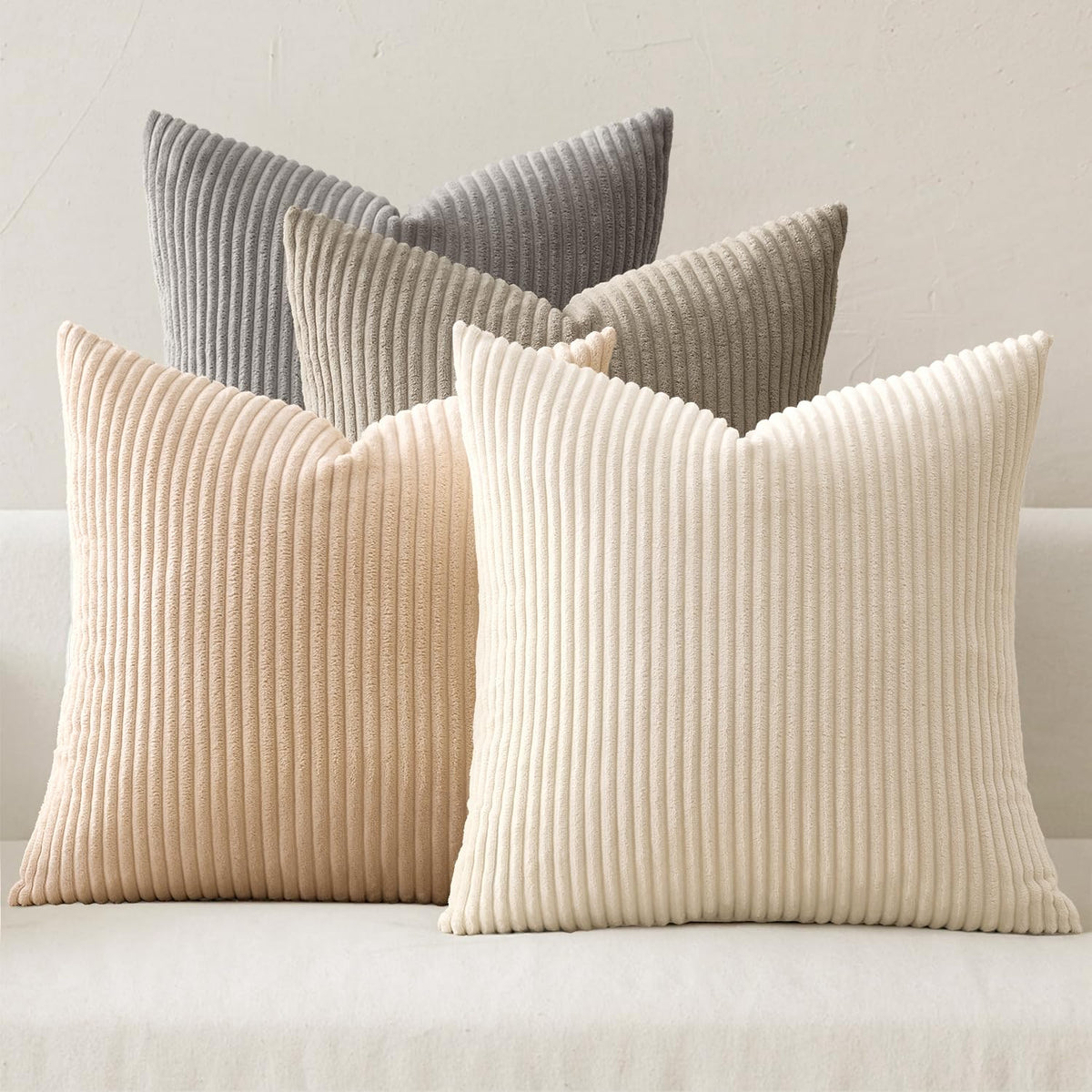 MIULEE Soft Corduroy Decorative Throw Pillow Covers Orange Teal 18x18