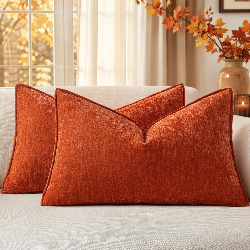 MIULEE Chenille Couch Pillow Covers for Living Room 18x18 Natural Beige