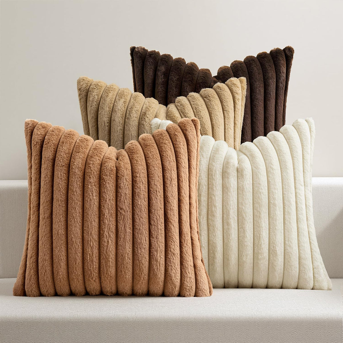 MIULEE Faux Fur Plush Decorative Throw Pillow Covers 18x18, Navy Blue