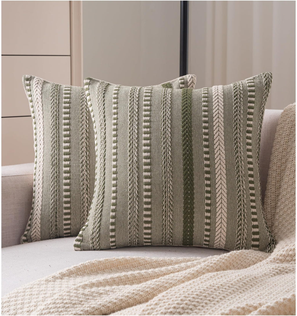 Cethom Boho Throw Pillow Covers 18x18 Inch Set of 2, Farmhouse Decorative Couch Pillow Cases, Navy Blue Accent Pillows of Bed, Sofa Bedroom Living Room Home Decor Cushion Cover