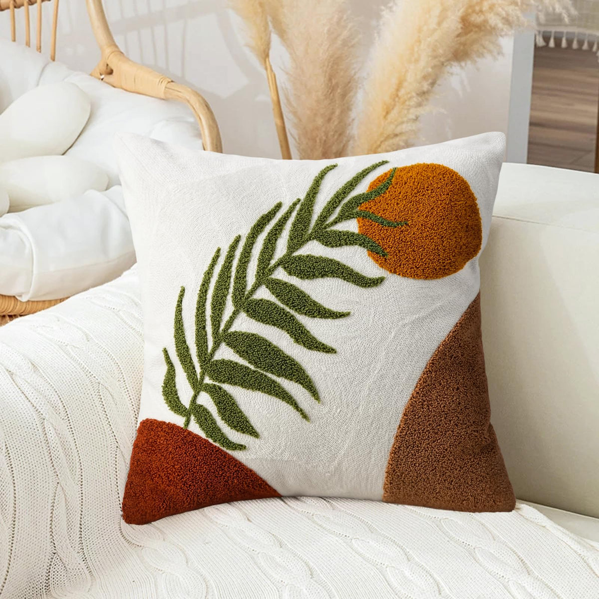 Merrycolor Boho Lumbar Throw Pillow Covers 12x20 Tufted Abstract Mid Century Modern Pillowcases Bohemian Aesthetic Decorative Pillows for Couch Bed Sofa Living Room (1PC,Green and Black)