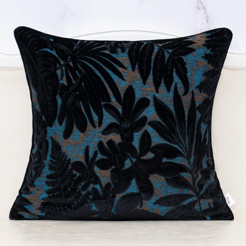Alerfa 12 x 20 Inch Light Blue Rectangle Maple Leaf Pillow Embroidery Cut Velvet Cushion Case Luxury Modern Lumbar Throw Pillow Cover Decorative Pillow for Couch Sofa Living Room Bedroom Car