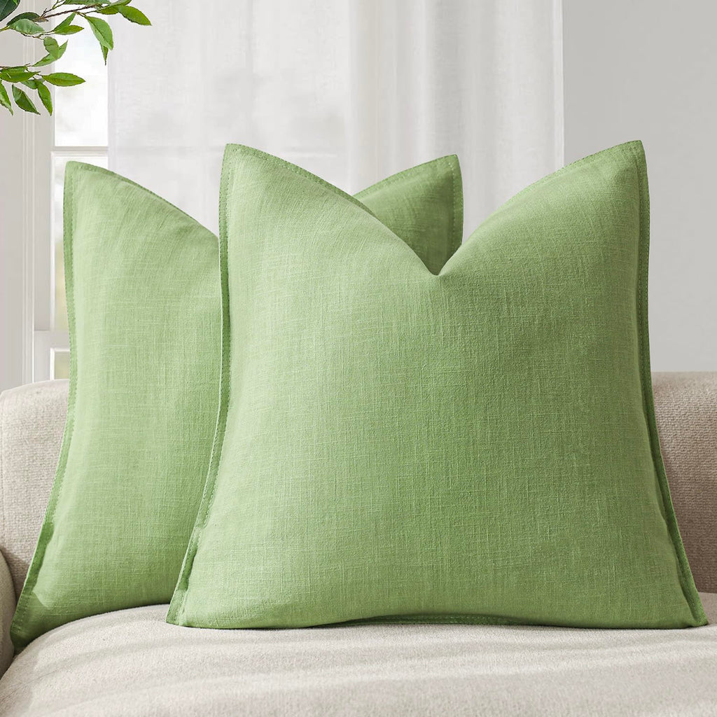Foindtower Linen Solid Decorative Throw Pillow Covers 20x20 Natural Beige