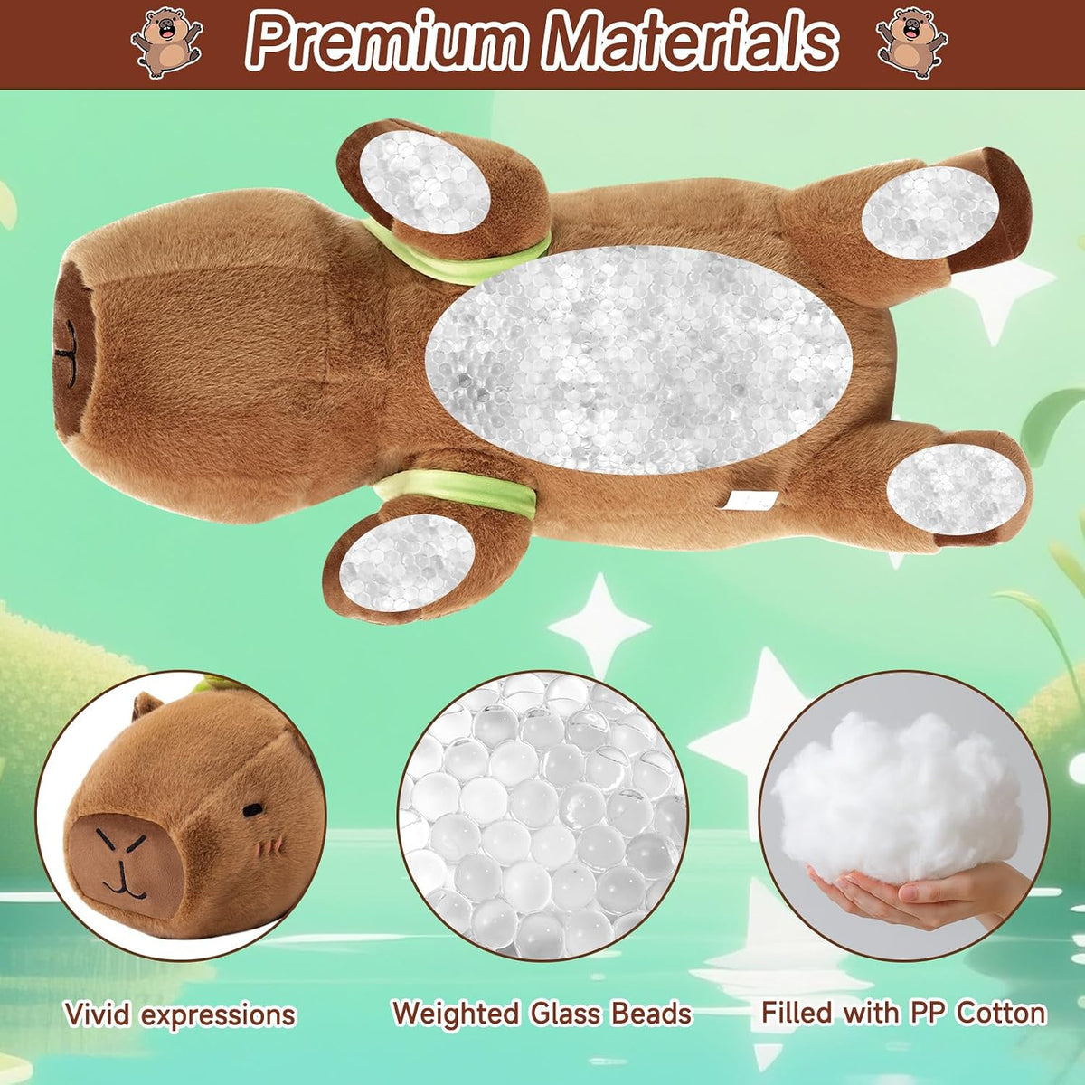 SQEQE Weighted Stuffed Animals Capybara Plush, Weighted Capybara Stuffed Animals with Turtle Backpack, Soft Pillow Toy for Kids Adults, Birthday Present & Valentines Gifts 9.8 Inch, 0.8 Lb
