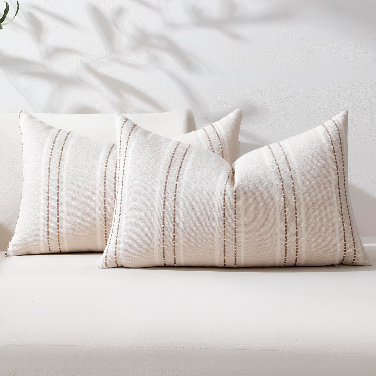 Hckot Decorative Throw Pillow Covers 20x20 Set of 2 Striped Pillow Covers