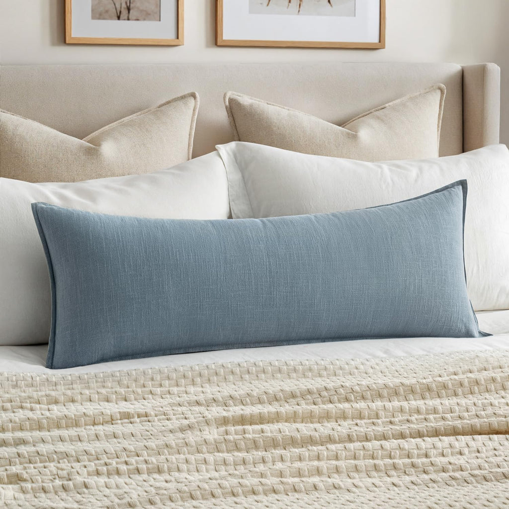 MIULEE Decorative Linen Lumbar Pillow Cover 14x36 Inch Dark Olive Green