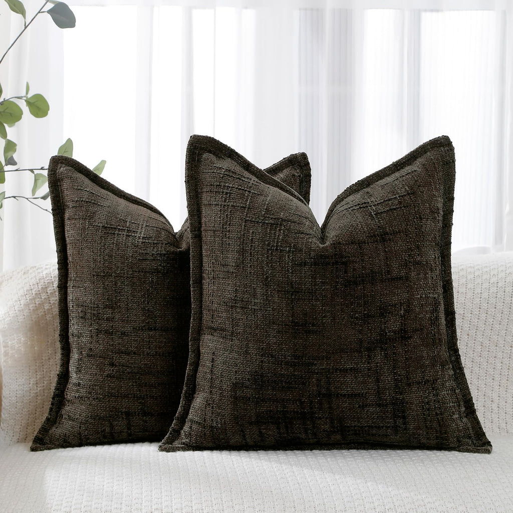 HPUK Throw Pillow Covers 18x18 Set of 4, Blue Patterned & Solid Covers