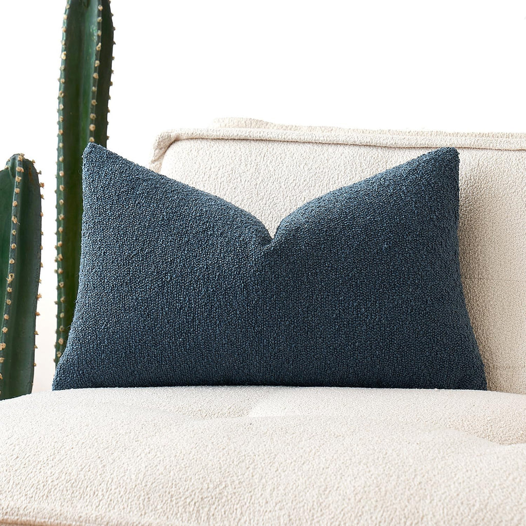 MIULEE Textured Boucle Lumbar Pillow Cover for Bed 12x20 Olive Green