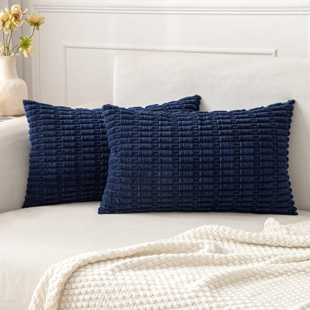 MIULEE Fall Corduroy Decorative Throw Pillow Covers 18x18 Rust Pack of 2