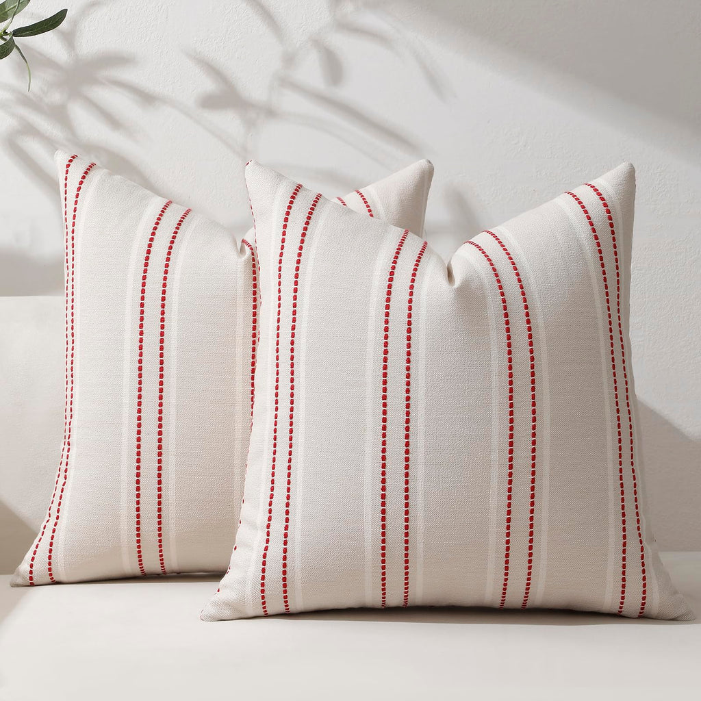 Hckot Decorative Throw Pillow Covers 20x20 Set of 2 Striped Pillow Covers