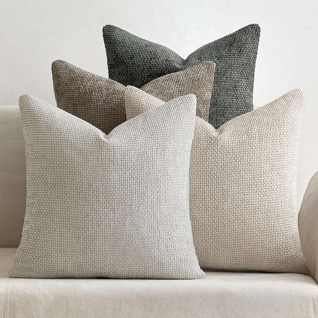 MIULEE Soft Decorative Chenille Pillow Covers Blue Series 18x18 Pack of 4