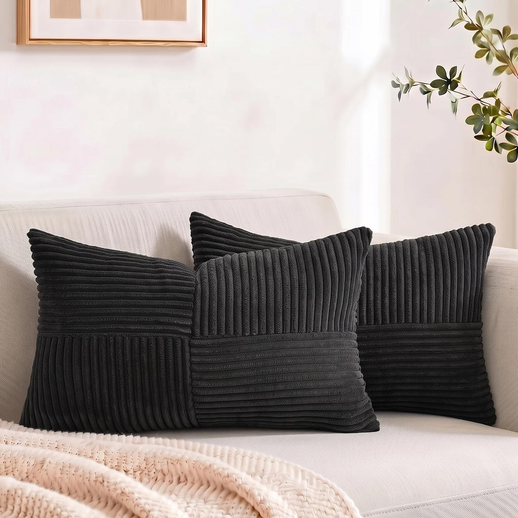 Fancy Homi 2 Packs Rust Boho Decorative Throw Pillow Covers 18x18 Inch for Couch Bed Sofa, Farmhouse Fall Home Decor, Soft Corss Corduroy Patchwork Textured Terracotta Accent Cushion Case 45x45 cm