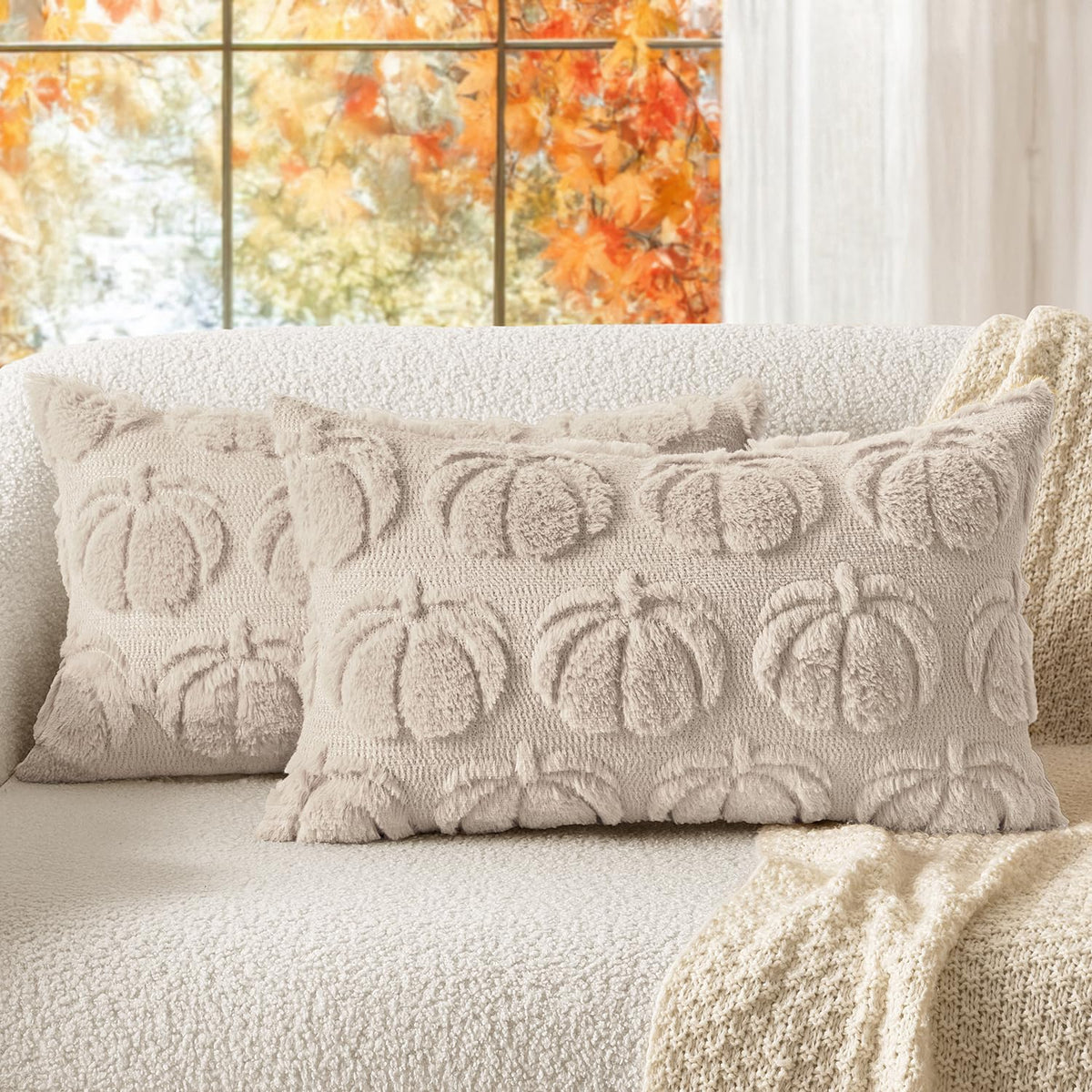 MIULEE Fall Pillow Covers Pumpkin Fall Decor 18x18 Dark Rust