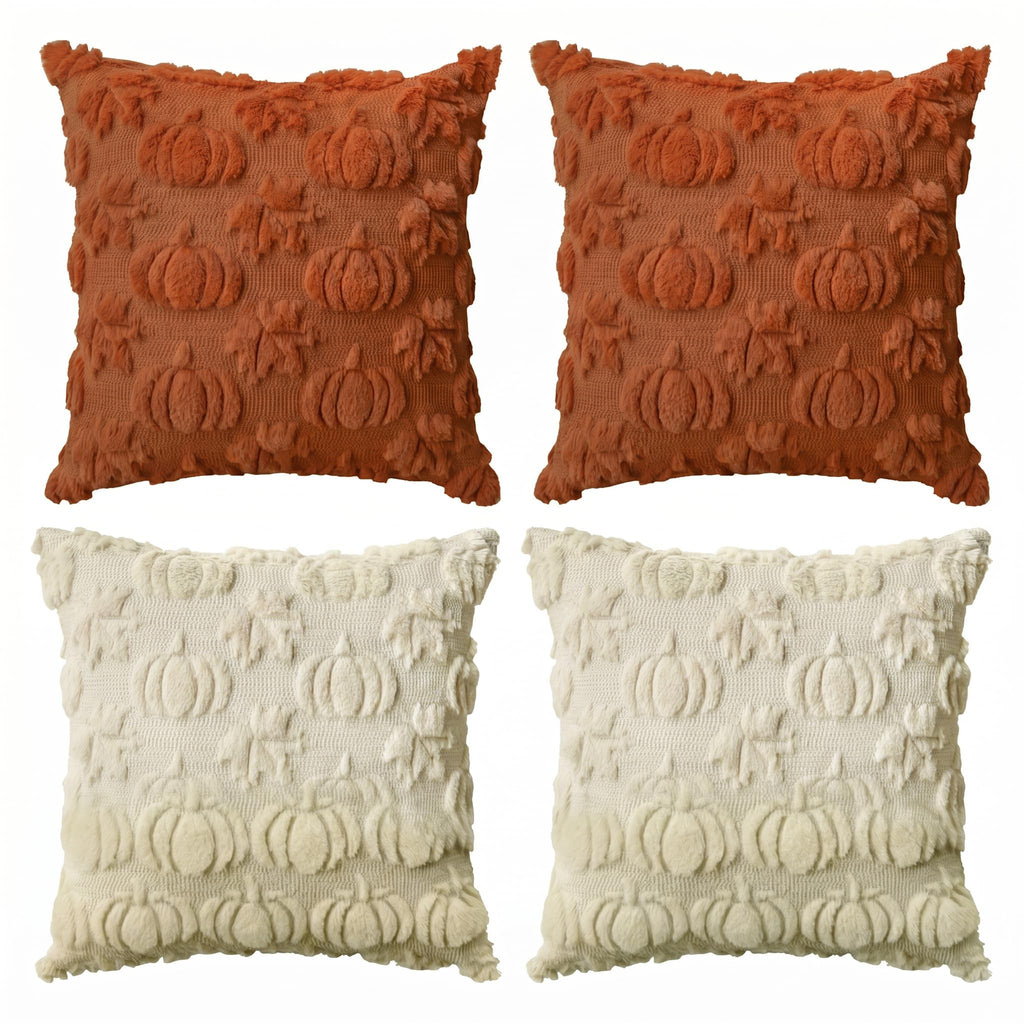 AVOIN colorlife Beige Fall Pumpkin Throw Pillow Covers 18x18 Inch