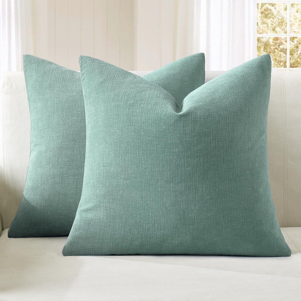 MIULEE Olive Green Chenille Couch Throw Pillow Covers, 18x18