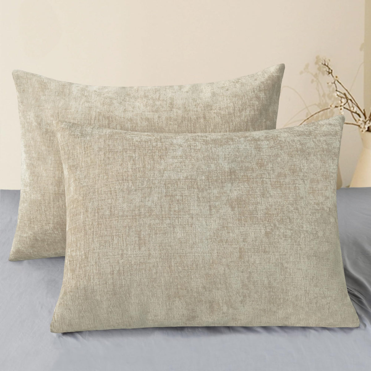 CaliTime Decorative Couch Throw Pillow Covers 18 X 18 Inches Medium Grey