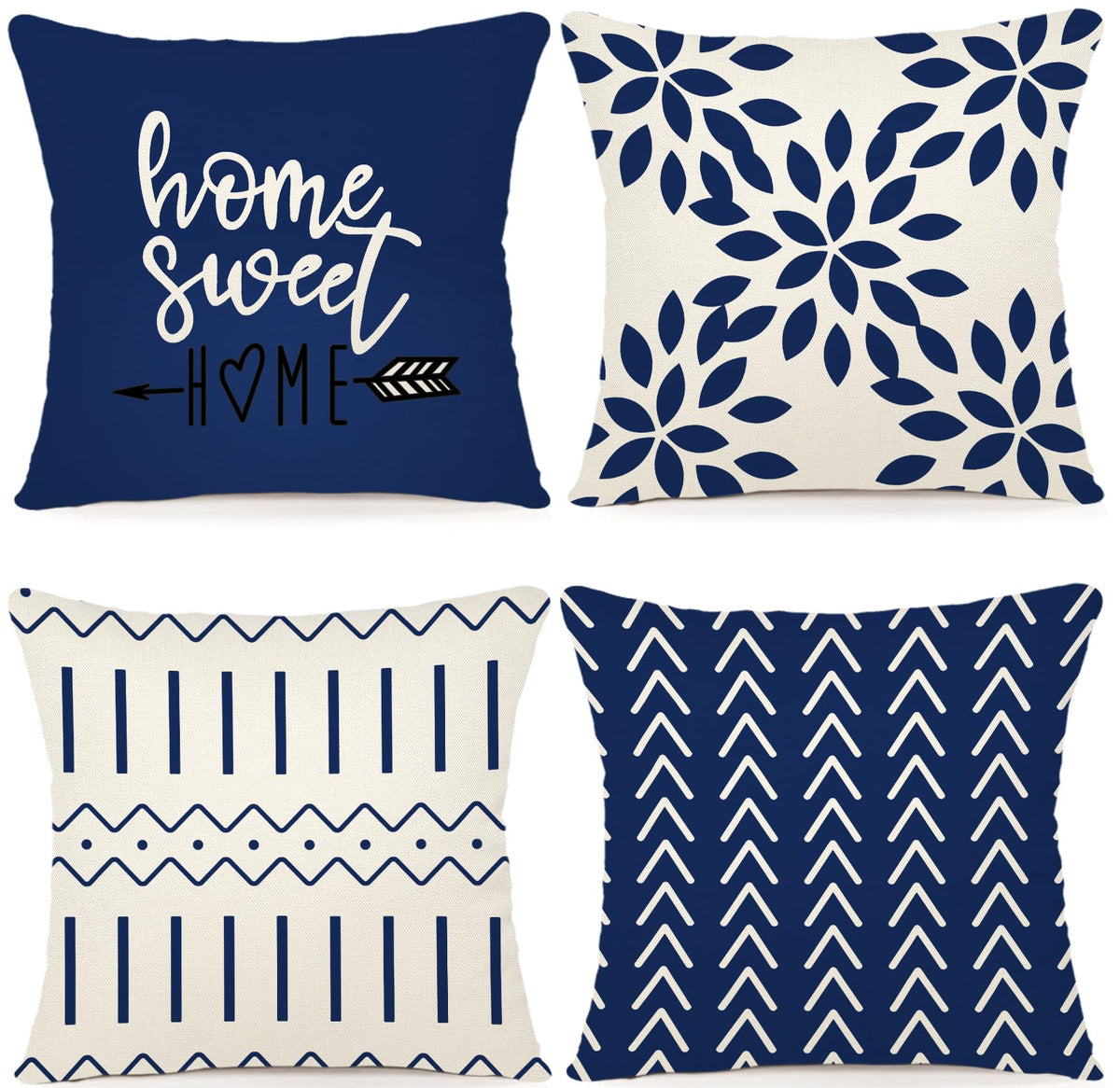 YCOLL Pillow Covers 18x18 Set of 4, Modern Sofa Throw Pillow Cover, Decorative Outdoor Linen Fabric Pillow Case for Couch Bed Car，Light Blue
