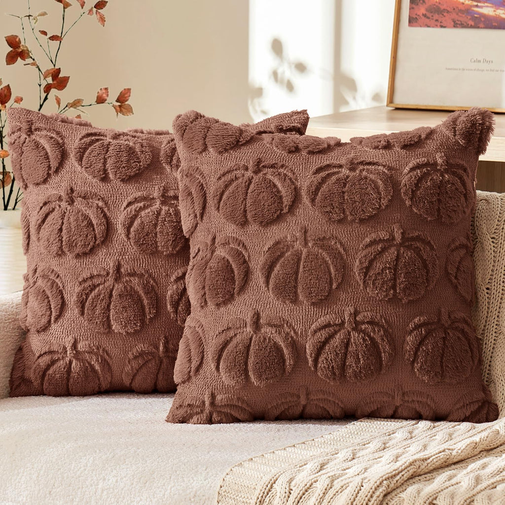 MIULEE Fall Pillow Covers Pumpkin Fall Decor 18x18 Dark Rust