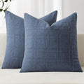 MIULEE Linen Plaid Pillow Covers Decorative 20x20 Natural Beige