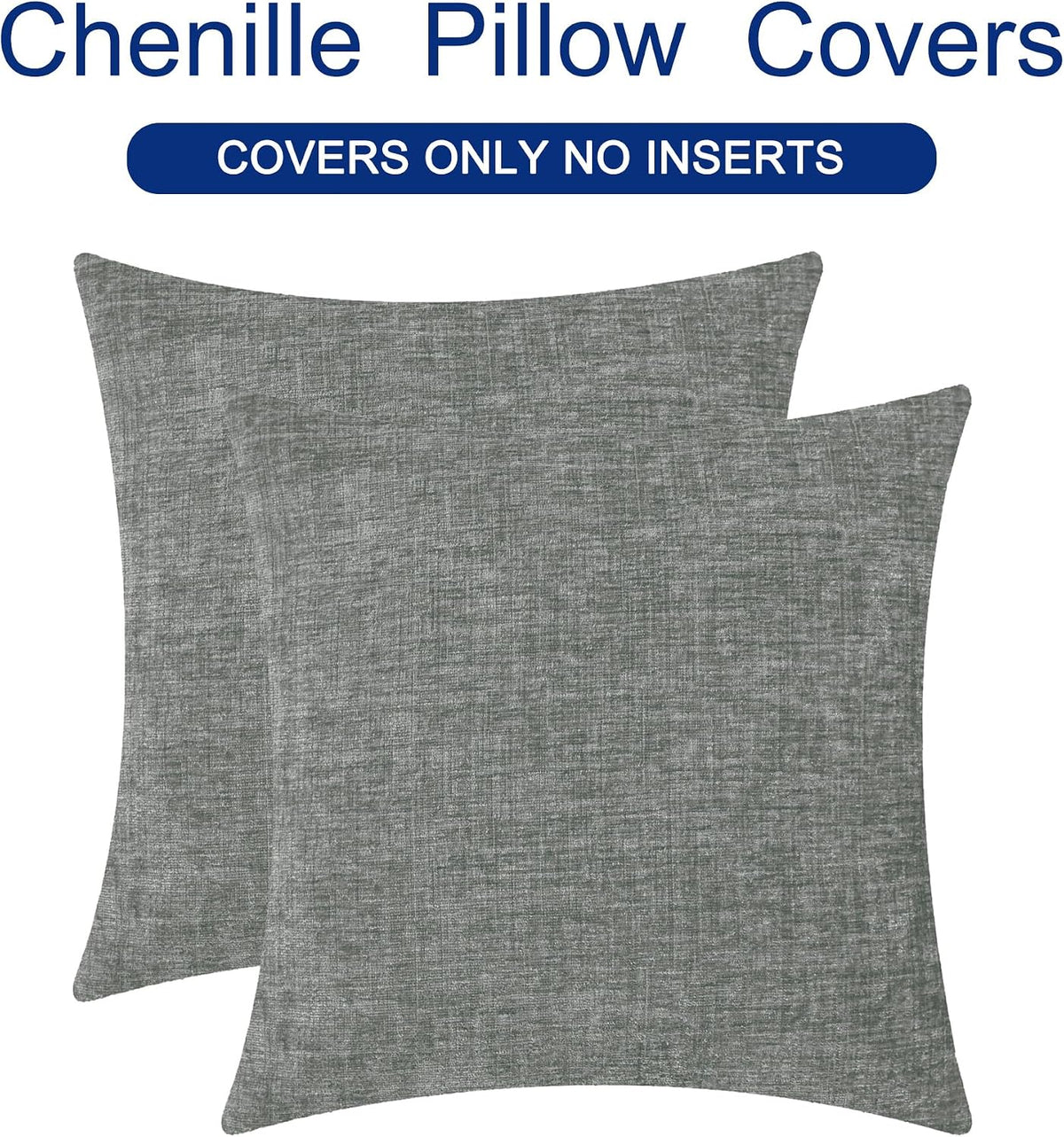 CaliTime Decorative Couch Throw Pillow Covers 18 X 18 Inches Medium Grey
