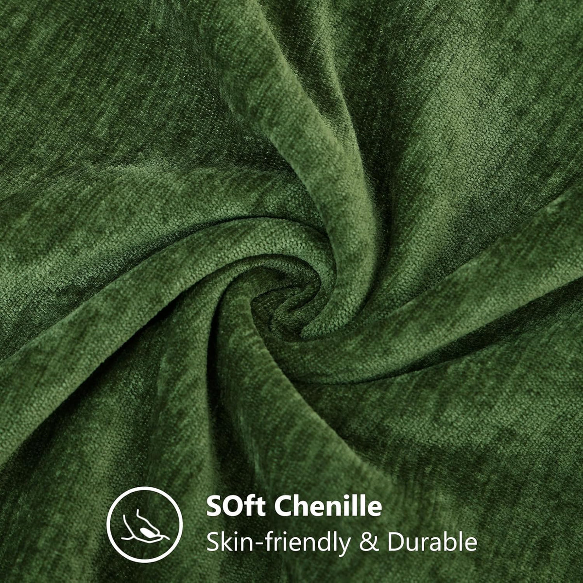 decorUhome Soft Chenille Moss Green Throw Pillow Covers 18X18 Set of 2