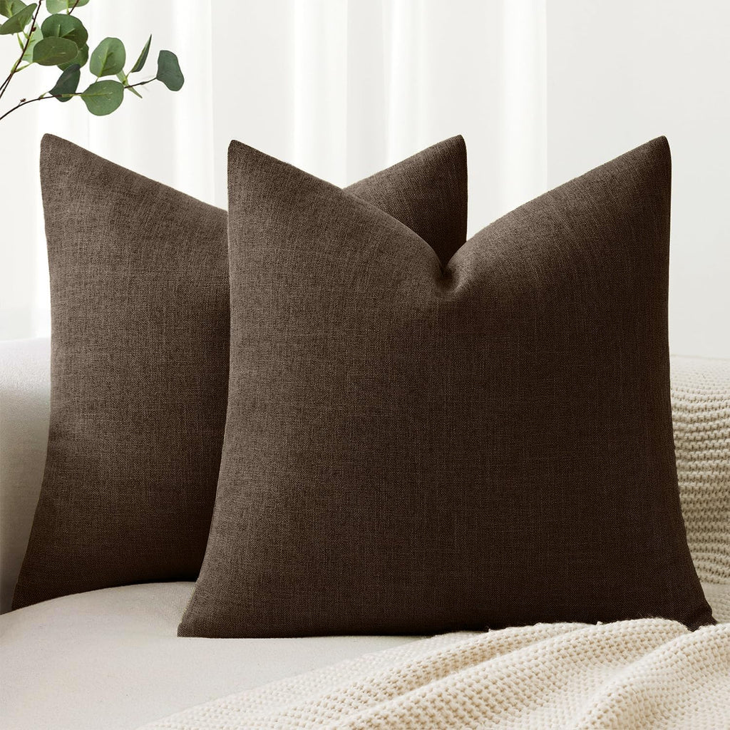 MIULEE Pack of 2 Linen Textured Pillow Covers, 18x18 Inch Light Blue