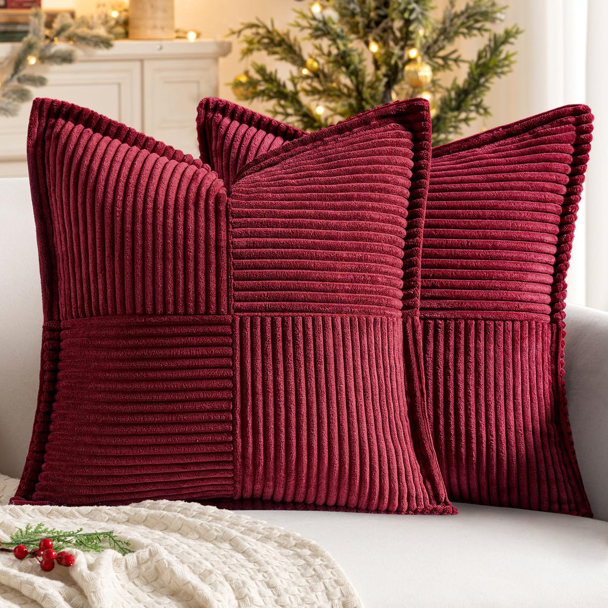 MIULEE Fall Rust Decorative Throw Pillow Covers for Couch 18x18 Inch