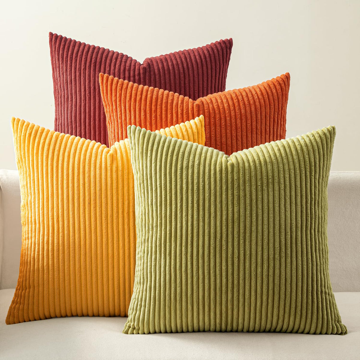 EMEMA Teal Orange Decorative Throw Pillow Covers 18x18 Inch Set of 4