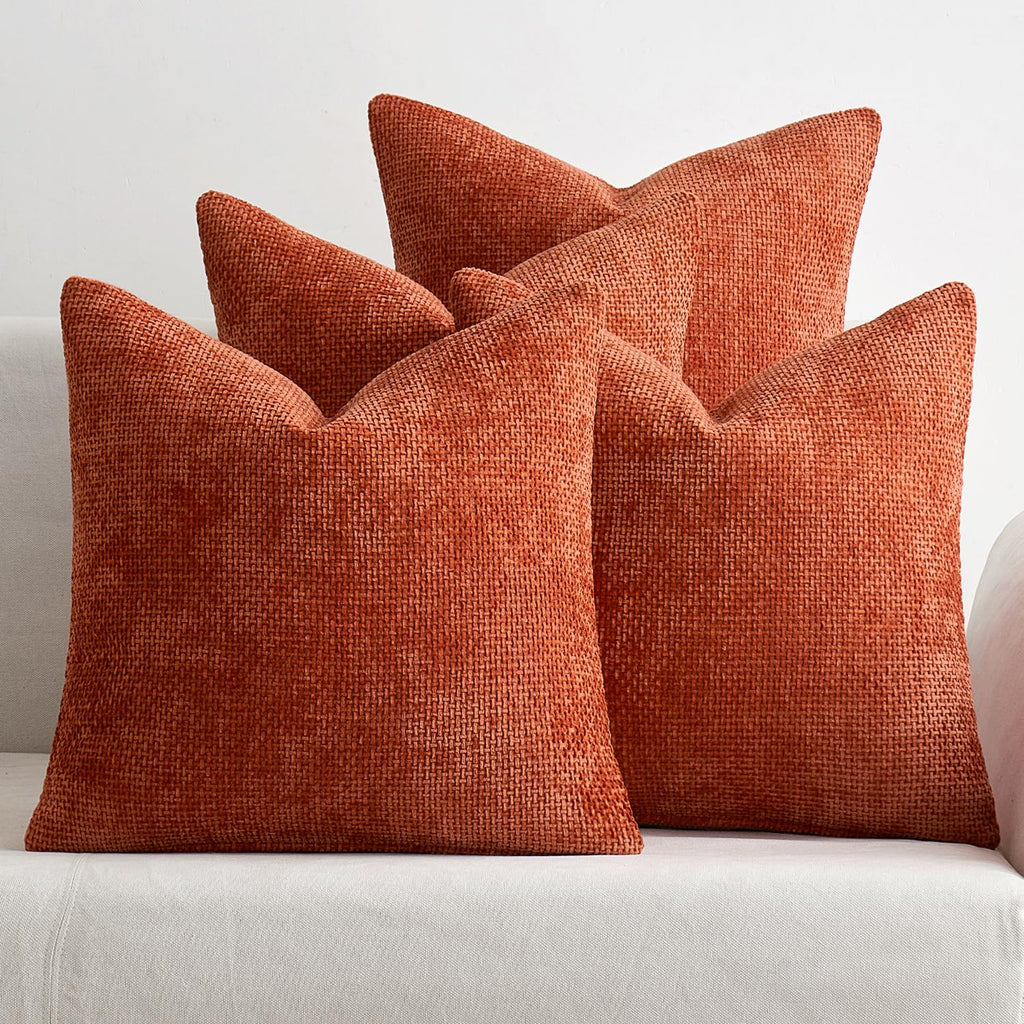 MIULEE Soft Decorative Chenille Pillow Covers Blue Series 18x18 Pack of 4